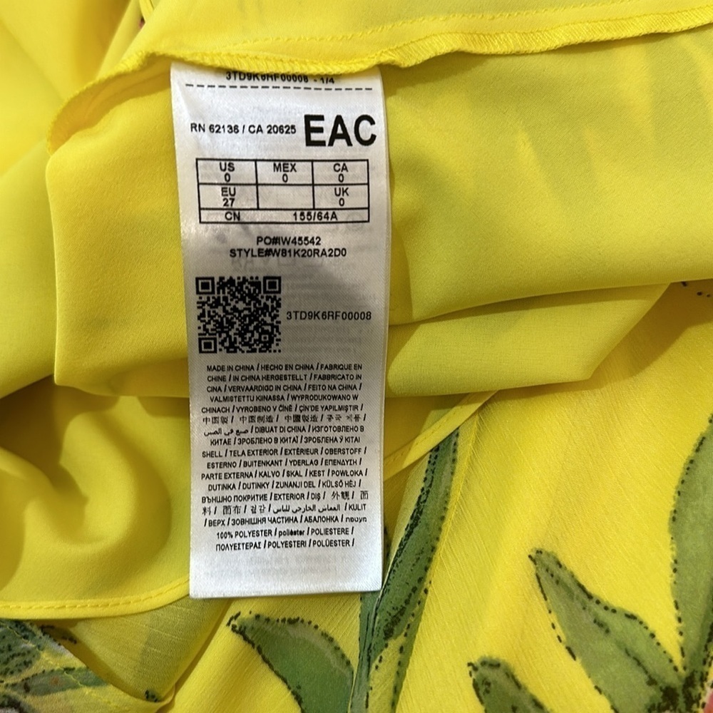 Guess yellow floral tropical elegant full Loyola Printed Maxi Dress Size 0 zero - Picture 8 of 10
